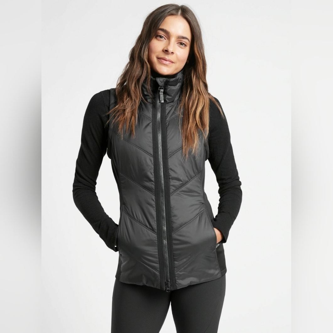 Athleta Rock Ridge Primaloft Black Longline Puffer Vest Size Small